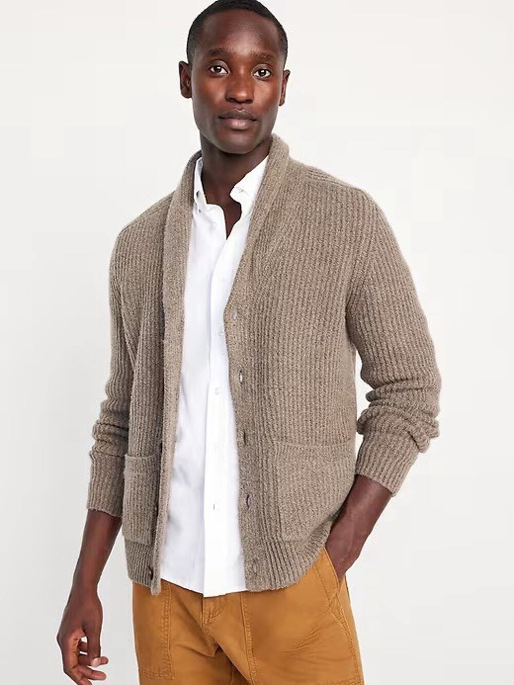 Old Navy Men's S Light Brown SoSoft Shawl-Collar Long Sleeve Cardigan Sweater